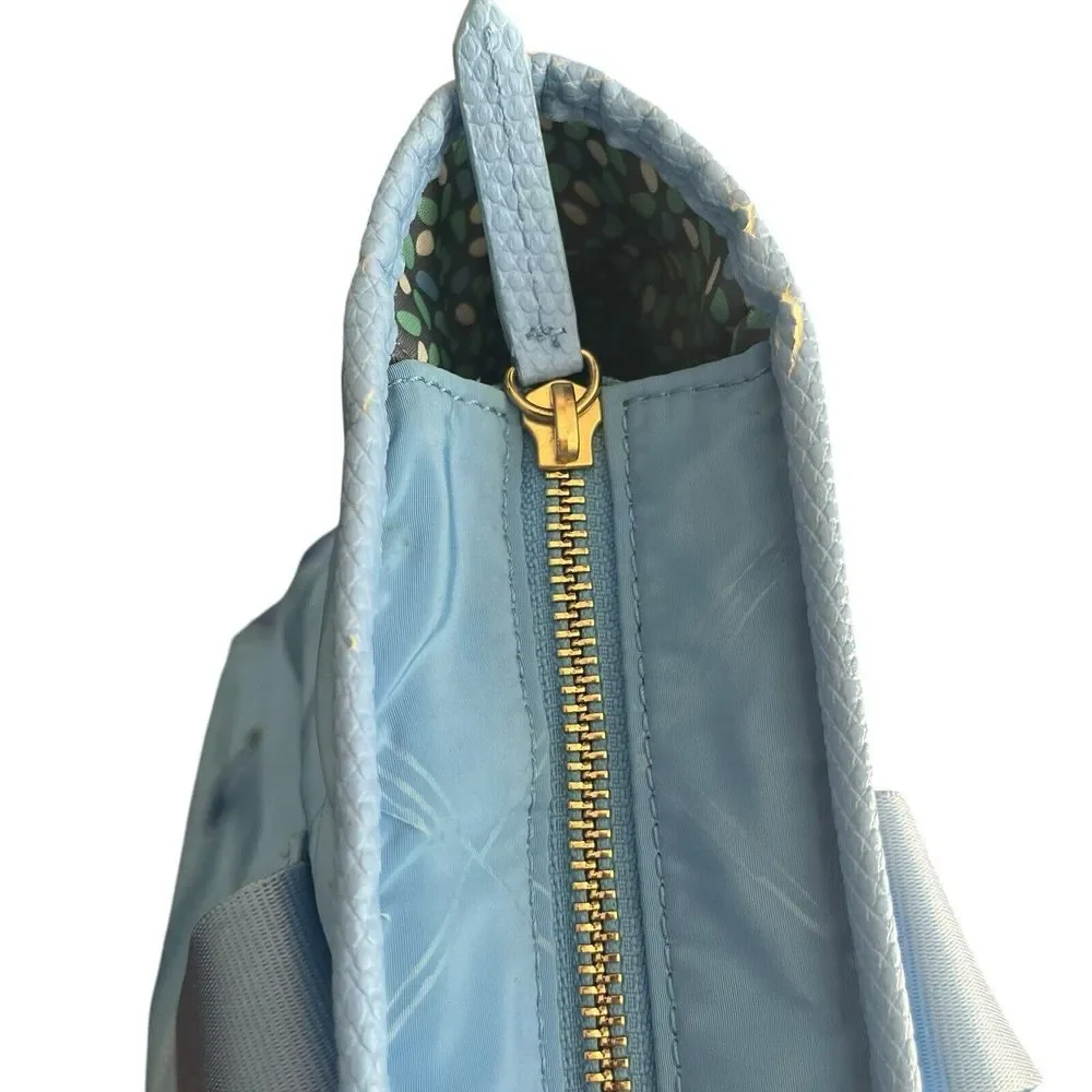 Vera Bradley Light Blue Nylon Large Tote Bag Zip Top Laptop Padded‎ Pockets
